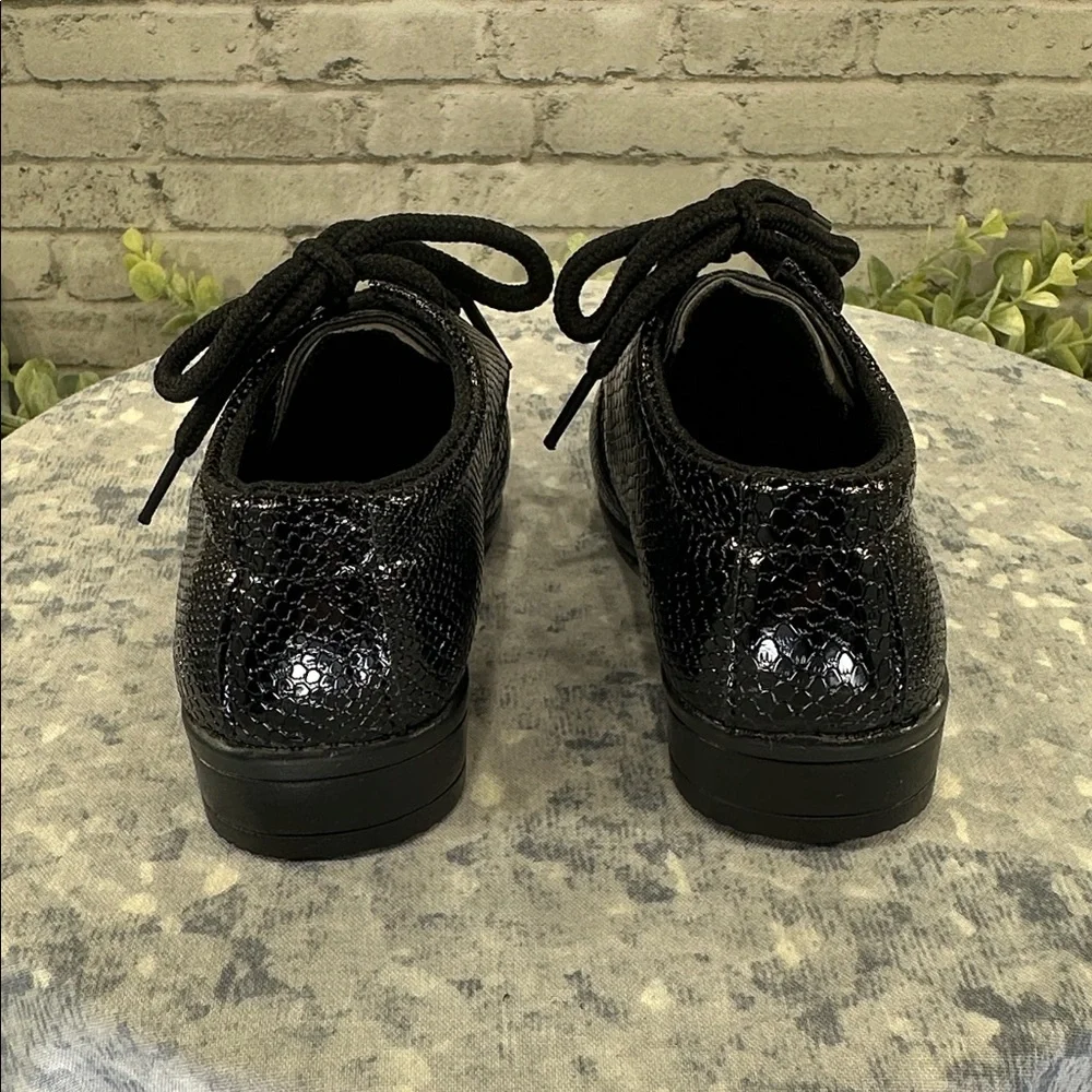 Glossy Black Reptile-Textured Almond Toe Dress Oxfords Toddler Boys 5.5🖤NWOT
